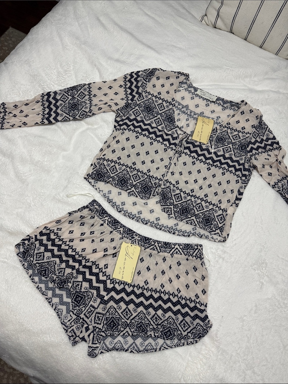 Vintage Havana Navy & Cream Boho Print Matching Set
